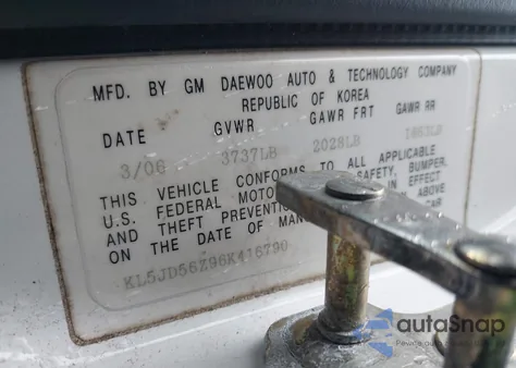 2006 Suzuki Forenza z USA, uszkodzony, nr VIN KL5JD56Z96K416790